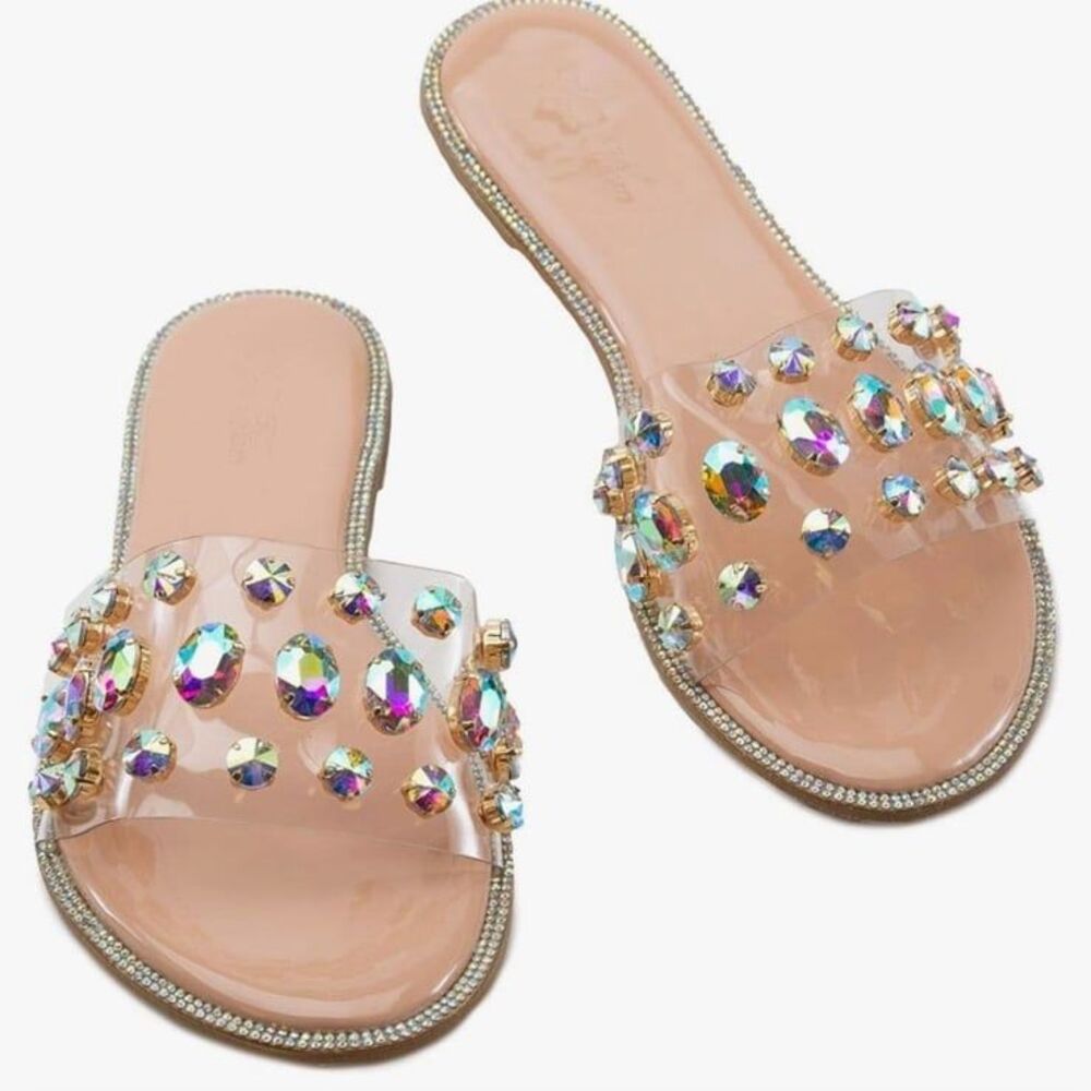 Designer Sandals Rhinestones-studded open-toe brand new women sandles in 8.5 New